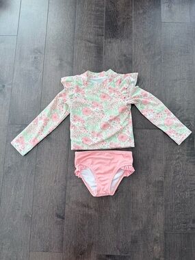 Janie and Jack Recycled Floral Ruffle Rash Guard Swimsuit 3T